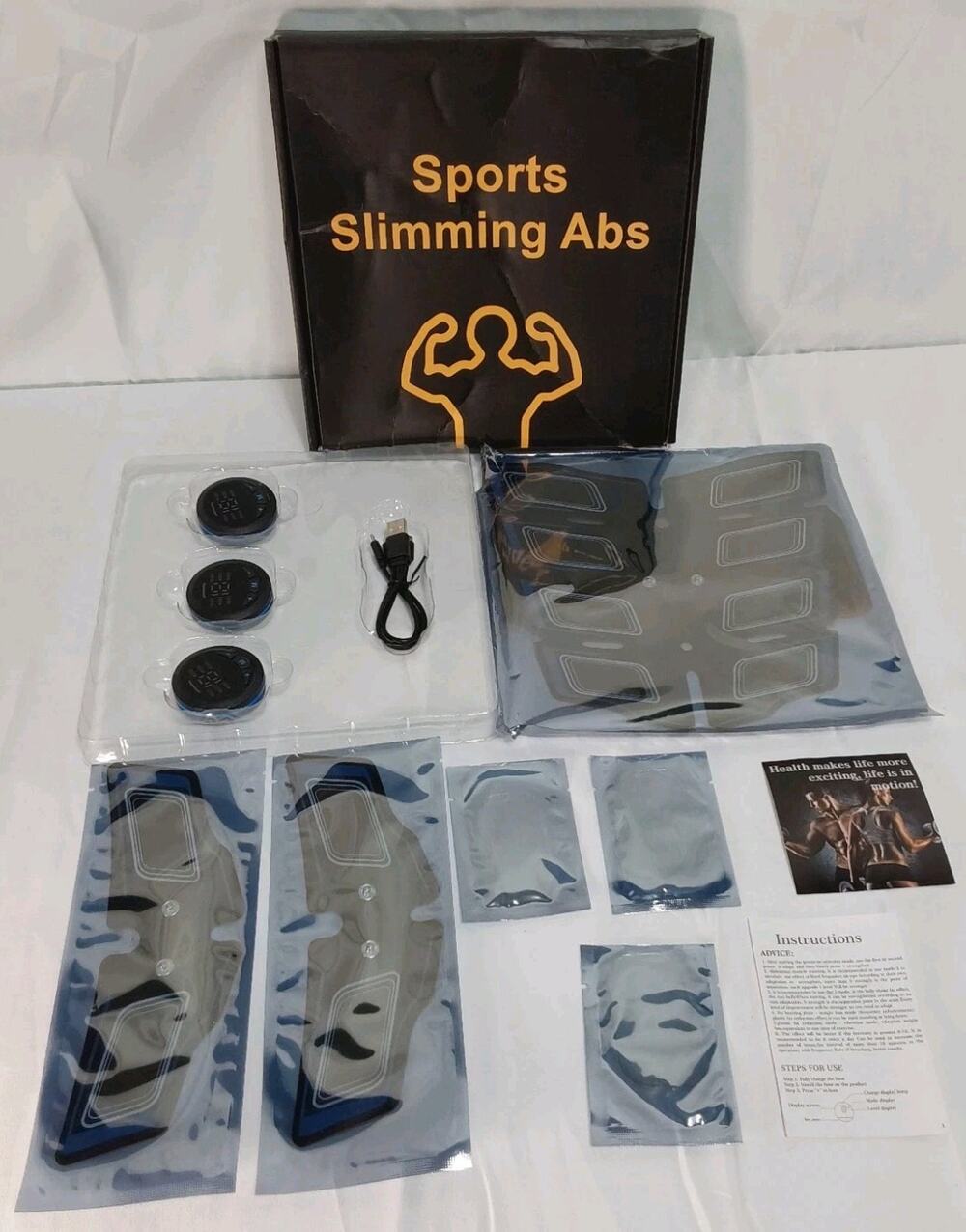 Abs Stimulator Sports Slimming Muscle Toner with Manuals, Charger, Discs, Pads